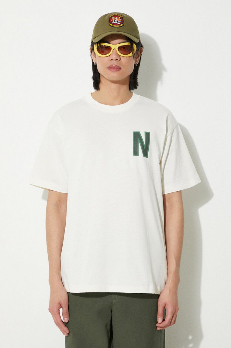 Norse Projects t-shirt bawełniany Simon Loose Organic męski kolor beżowy z nadrukiem N01.0659.0957