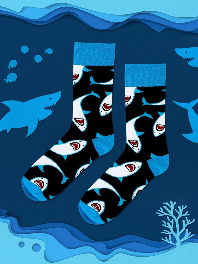 Długie Skarpetki Urban Socks Angry Sharks Czarne