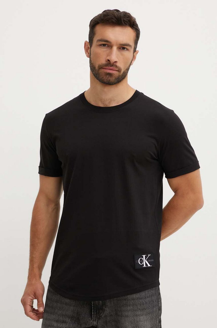 Calvin Klein Jeans t-shirt bawełniany męski kolor czarny z aplikacją J30J323482