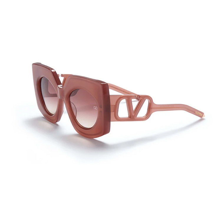 V - Soul Sunglasses in Pink White Gold/Pink Shaded Valentino