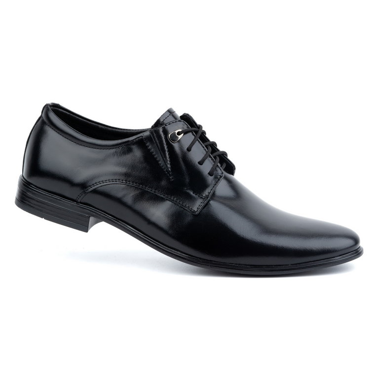 Wizytowe buty męskie skórzane sznurowane eleganckie 304LU czarne