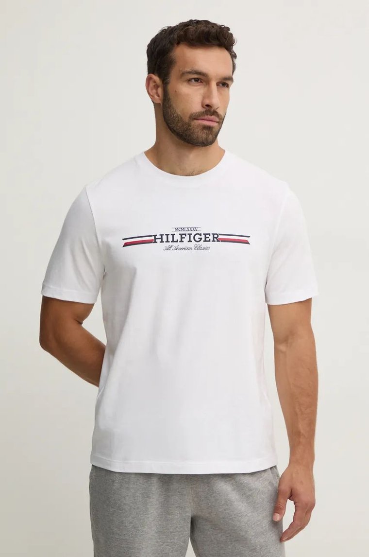 Tommy Hilfiger t-shirt męski kolor biały z nadrukiem MW0MW36480