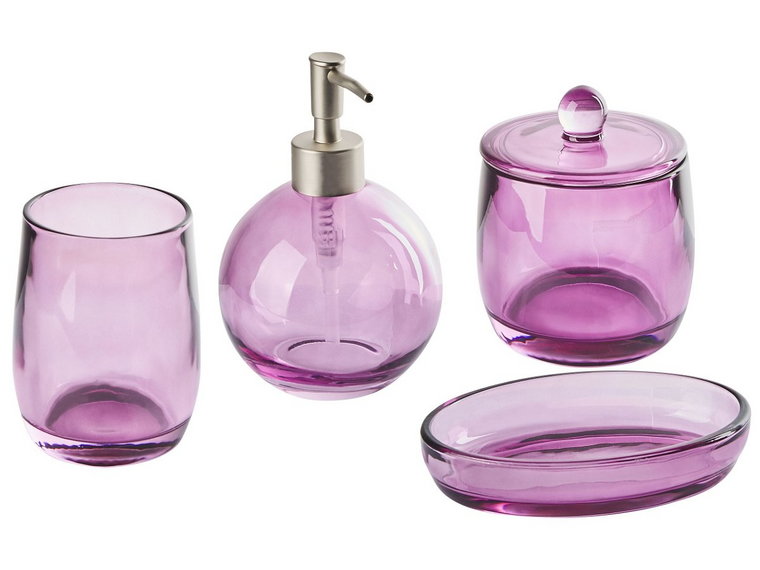 4-częściowy zestaw akcesoriów łazienkowych fioletowy ROANA