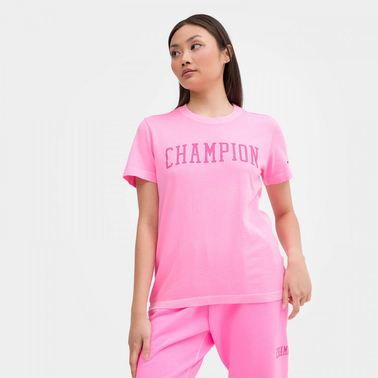 Damski t-shirt z nadrukiem Champion Rochester Crewneck T-Shirt - różowy