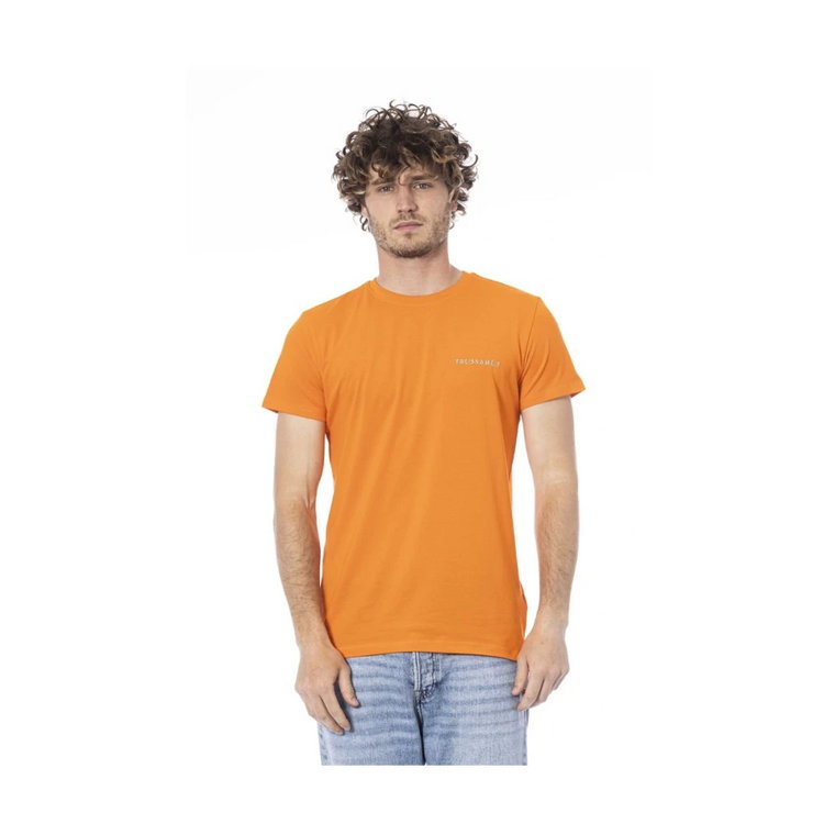 Pomarańczowy T-shirt z nadrukiem logo Trussardi