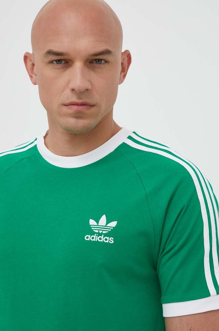 adidas Originals t-shirt bawełniany Adicolor Classics 3-Stripes Tee kolor zielony z nadrukiem IM0410