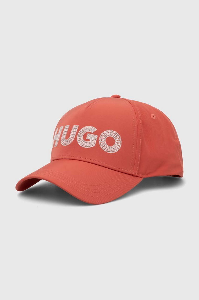 HUGO czapka z daszkiem kolor różowy z aplikacją 50515963