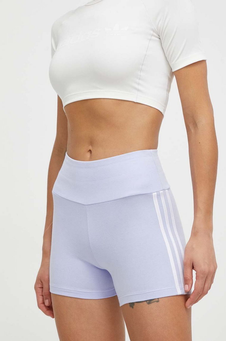 adidas Originals szorty damskie kolor fioletowy z aplikacją high waist IR5499