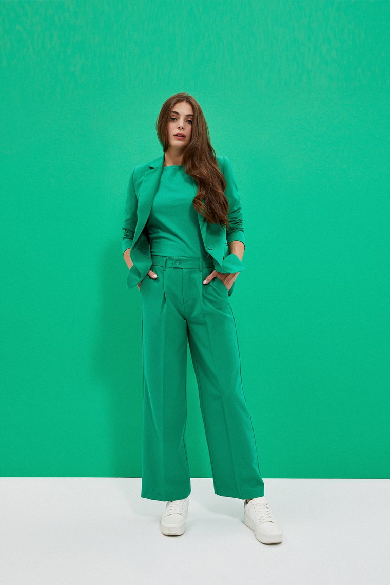 Spodnie z szerokimi nogawkami zielona