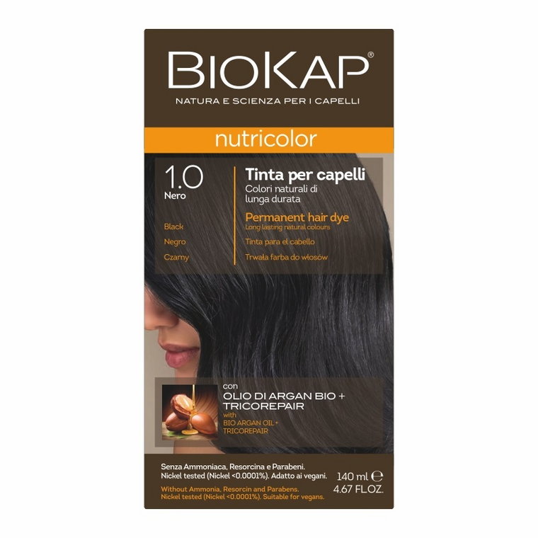 Biokap Nutricolor Farba Do Włosów 1.0 Czarny 140 ml