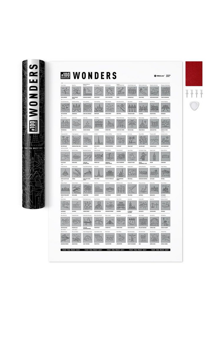1DEA.me plakat zdrapka #100 BUCKETLIST Wonders Edition