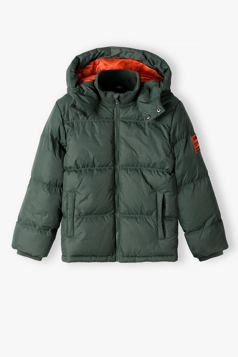 Zielona pikowana kurtka zimowa dla chłopca