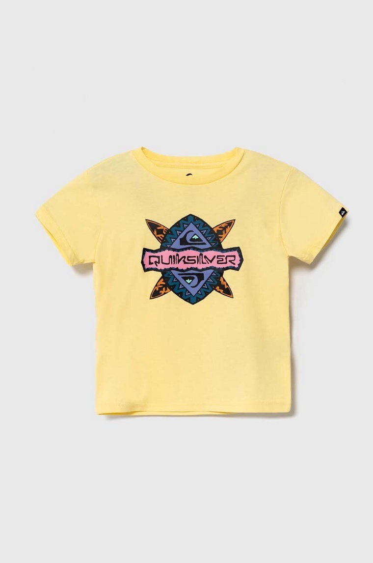 Quiksilver t-shirt bawełniany dziecięcy RAINMAKERBOY kolor żółty z nadrukiem