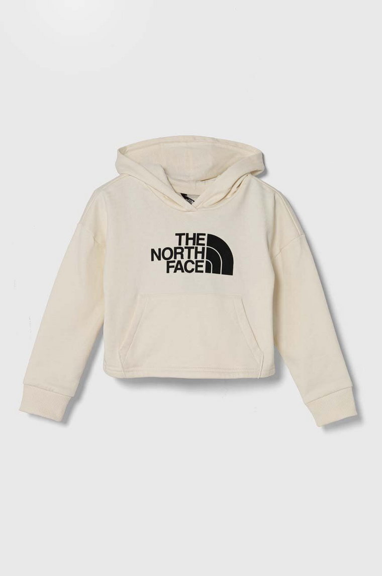 The North Face bluza bawełniana dziecięca DREW PEAK LIGHT HOODIE kolor beżowy z kapturem z nadrukiem
