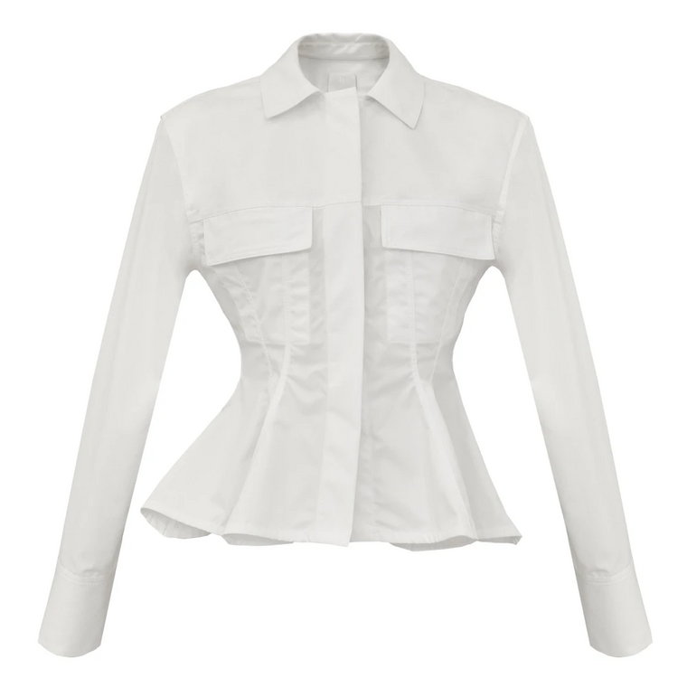 Biała Bluzka z Peplum i Kieszeniami na Piersiach Givenchy