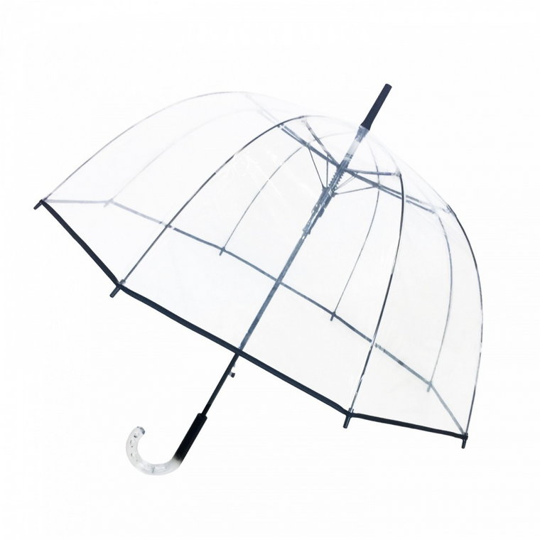 Długi parasol przezroczysty kopuła, czarna bordiur kod: UBUL1602