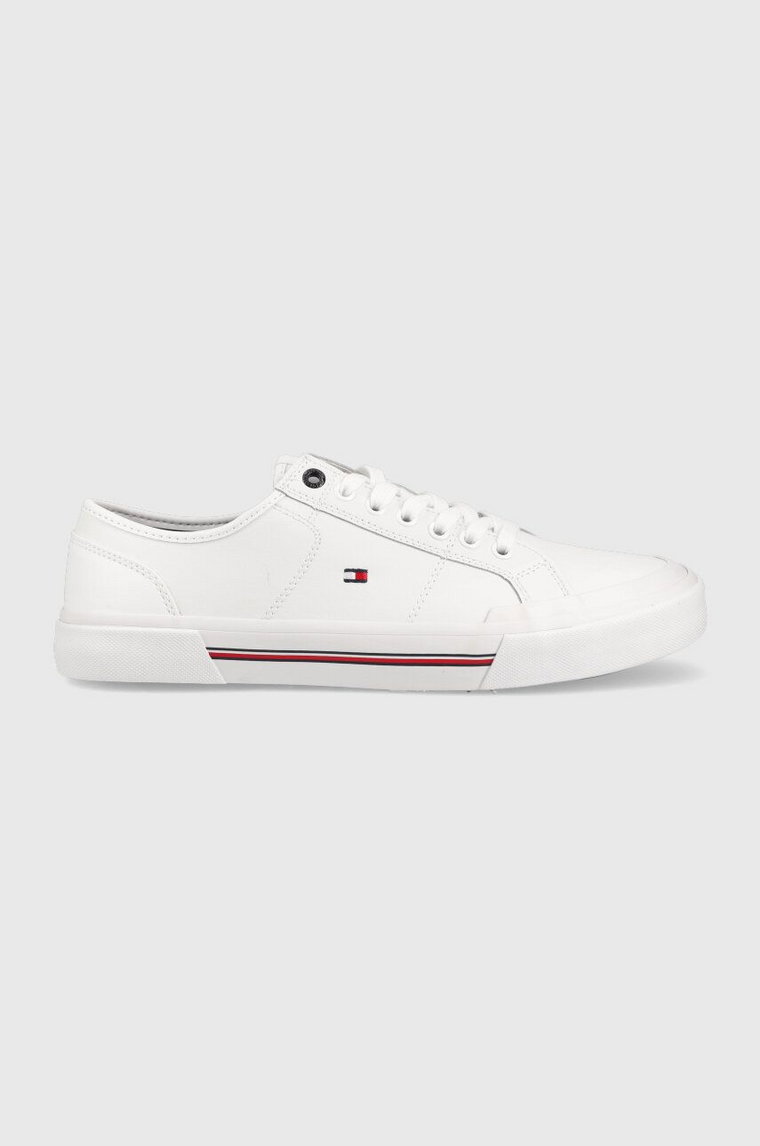 Tommy Hilfiger tenisówki skórzane CORE CORPORATE VULC LEATHER męskie kolor biały FM0FM04561