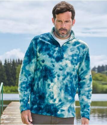 Polarowy sweter na suwak Tie & Dye Orage Mężczyzna Atlas for Men - Kolor : Niebieski - Rozmiar : 4XL