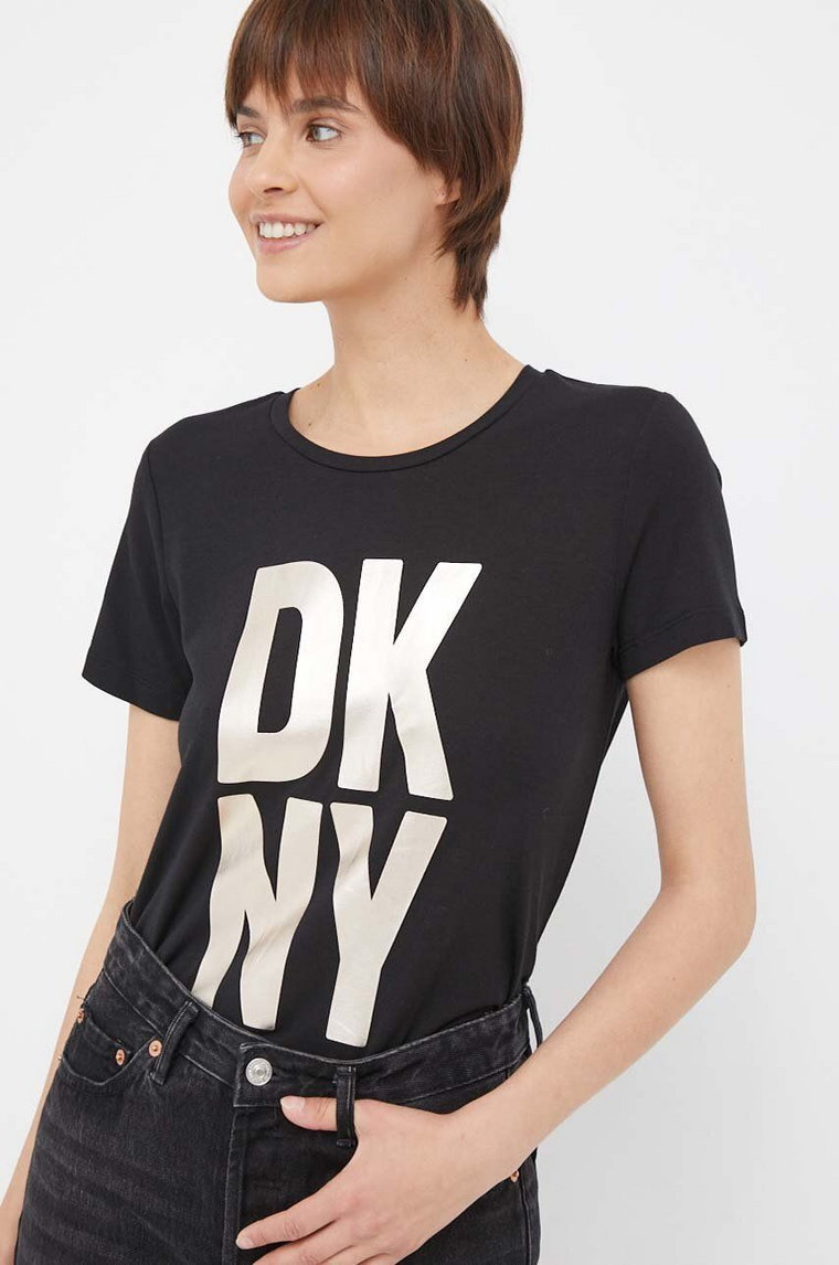 Dkny t-shirt damski kolor czarny