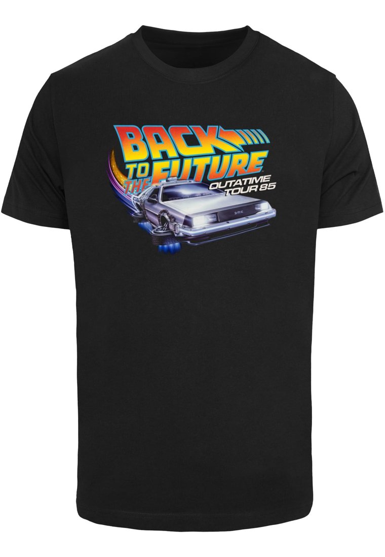 Koszulka Z Krótkim Rękawem Męska Czarna Merchcode MC936 DeLorean Back To The Future