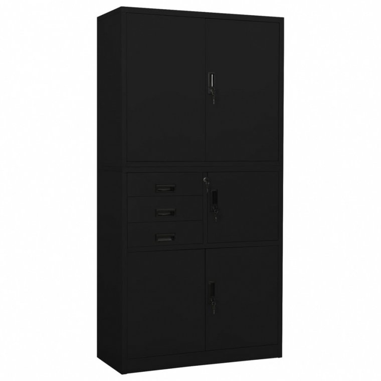Szafa biurowa, czarna, 90x40x180 cm, stalowa kod: V-336415
