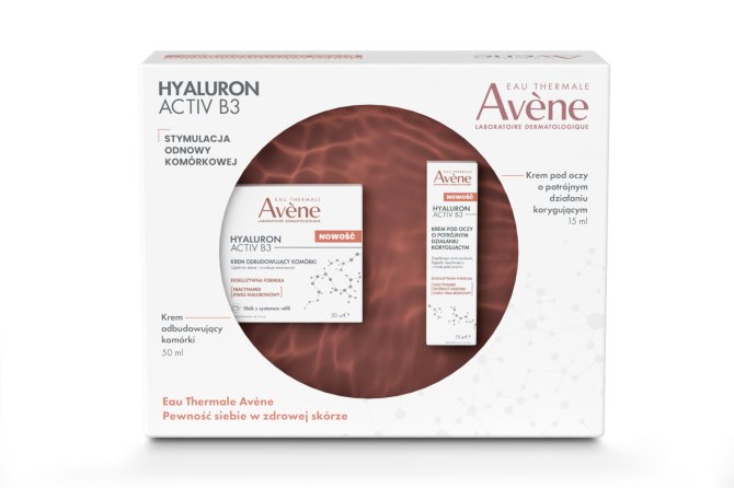 AVENE HYALURON ACTIV B3 Zestaw Pielęgnacja Odmładzająca (Krem Odbudowujący -50ml + Krem Pod Oczy -15ml)