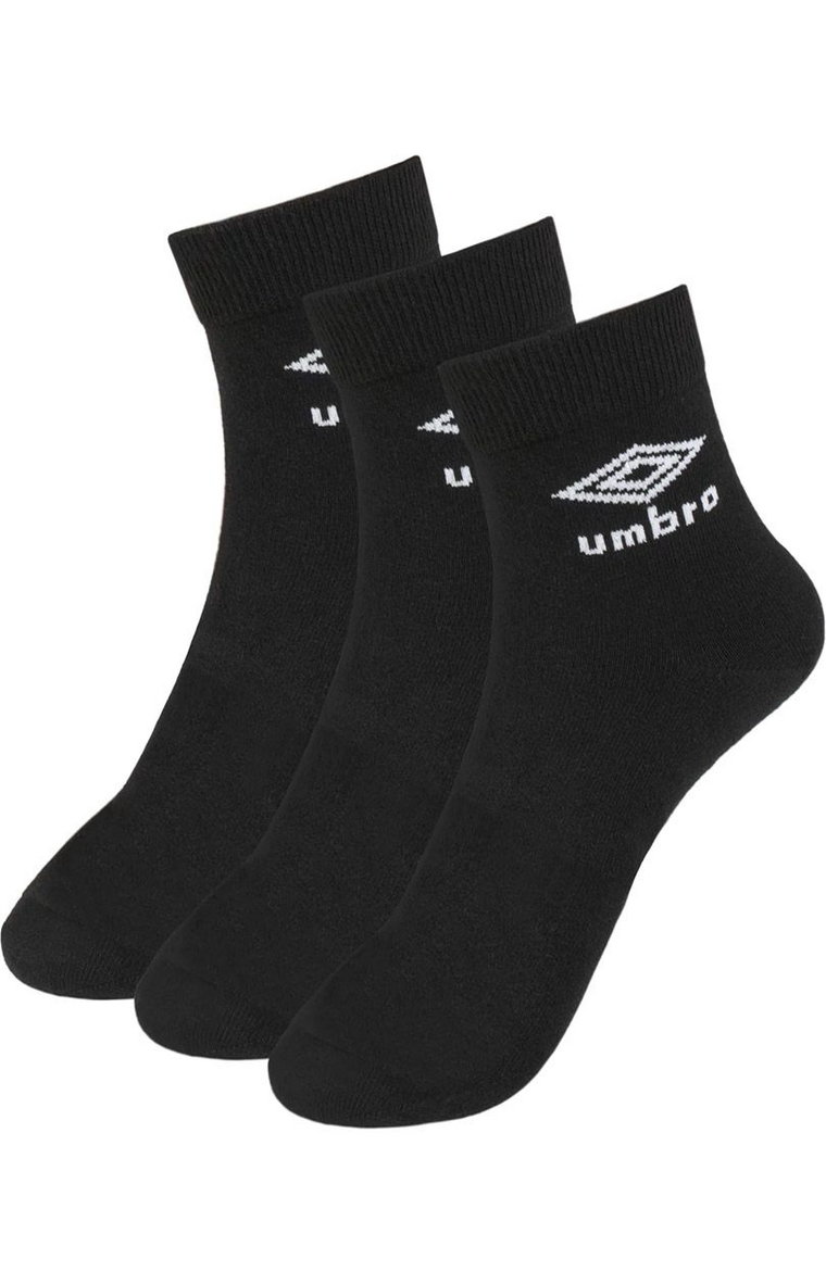 Umbro 3-pack klasyczne czarne skarpetki Quarter, Kolor czarny, Rozmiar 35-38, Umbro