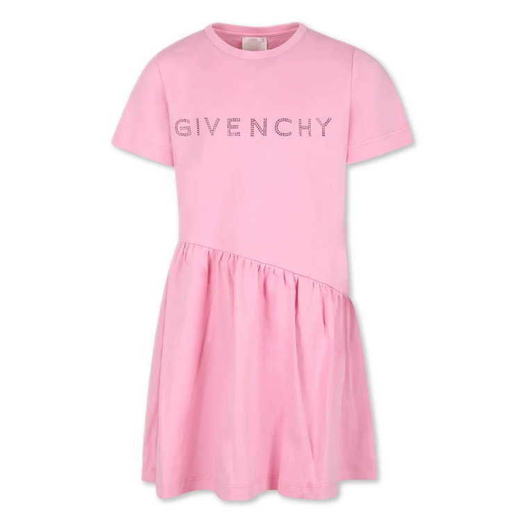 Różowa Sukienka z Logo i Falbanami Givenchy