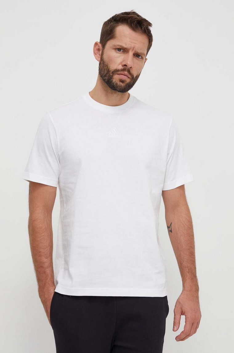 adidas t-shirt bawełniany męski kolor beżowy gładki IN3161