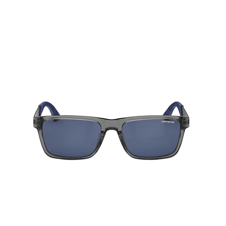 Męskie okulary przeciwsłoneczne z kwadratową oprawką z acetatu w kolorze szarym przezroczystym Montblanc
