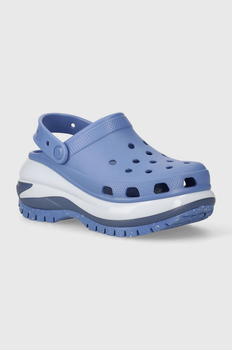 Crocs klapki Classic Mega Crush Clog damskie kolor niebieski na platformie 207988