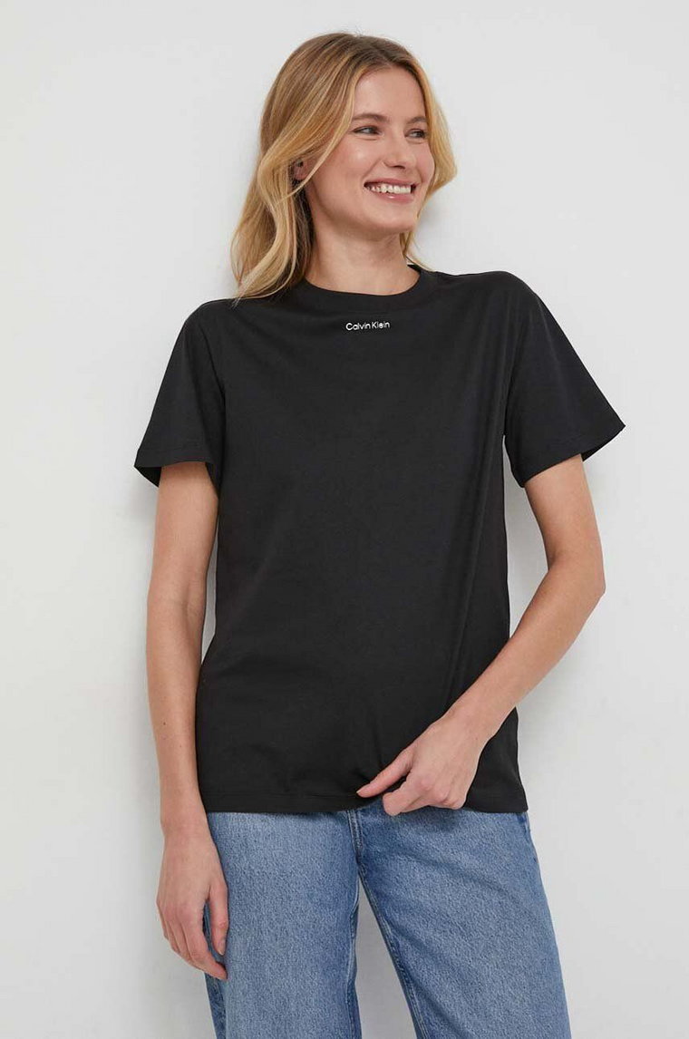 Calvin Klein t-shirt bawełniany damski kolor czarny