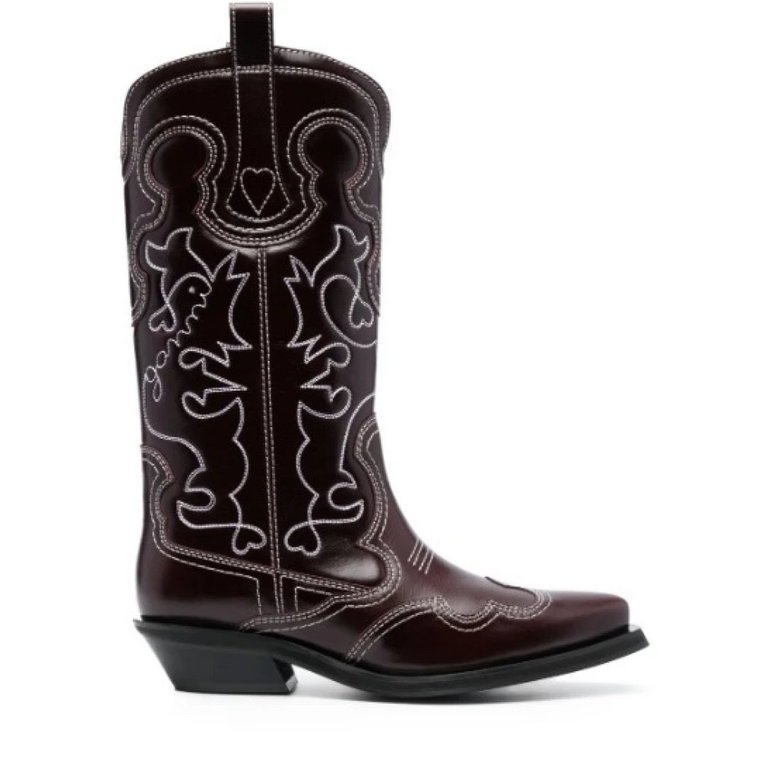 Cowboy Boots 40mm Burgundy Ganni