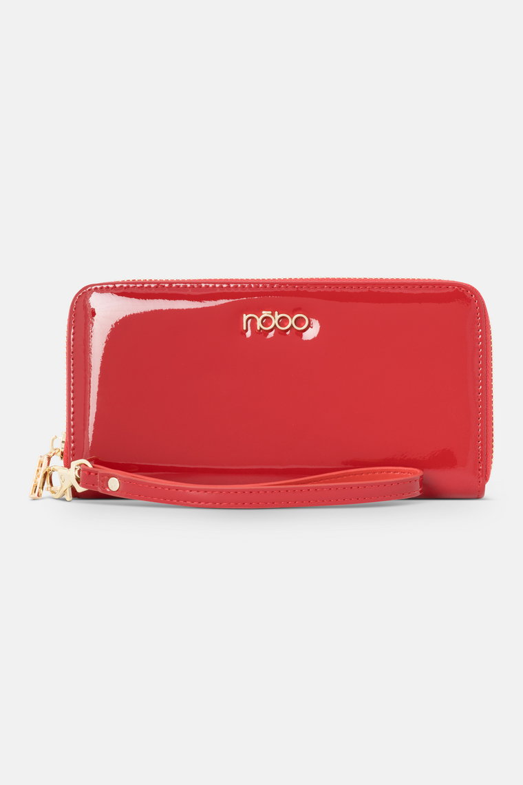 Duży lakierowany portfel Nobo czerwony
