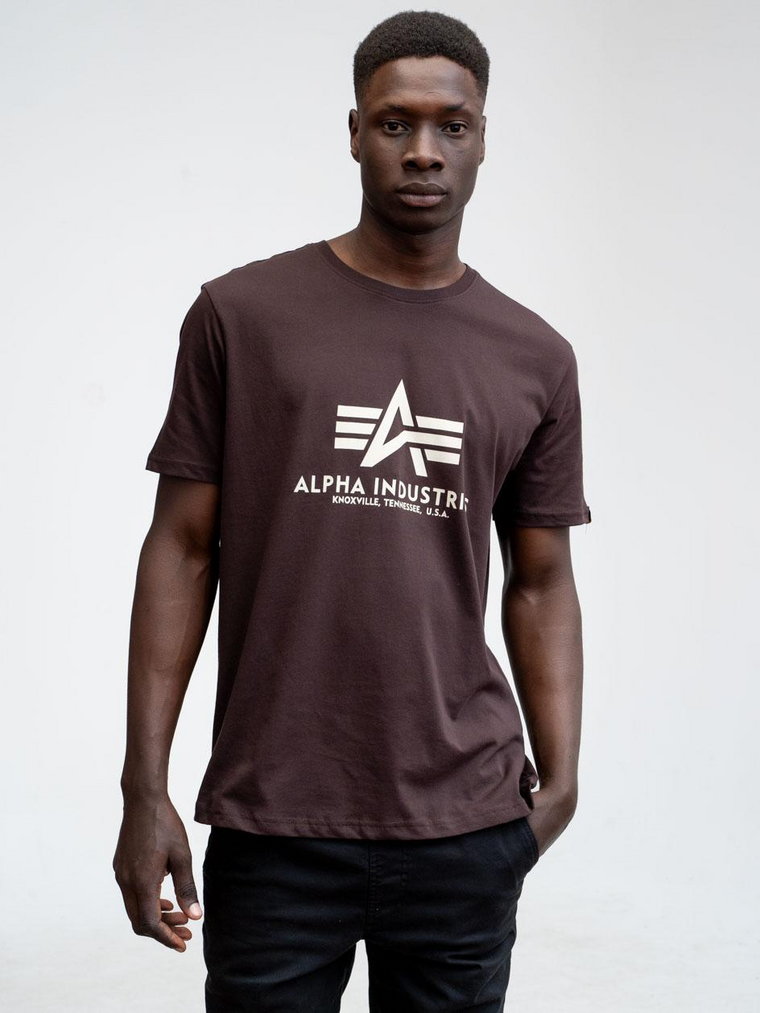 Koszulka Z Krótkim Rękawem Męska Brązowa Alpha Industries Basic