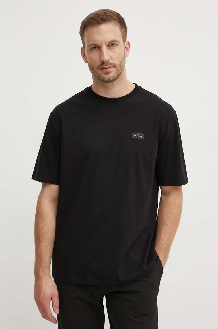 Karl Lagerfeld t-shirt bawełniany męski kolor czarny gładki 245M2110