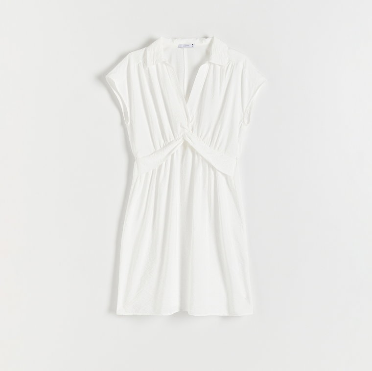 Reserved - Sukienka mini z wiskozy - Biały
