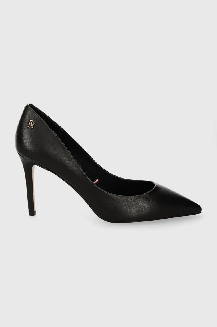 Tommy Hilfiger szpilki skórzane ESSENTIAL POINTED PUMP kolor czarny FW0FW07861