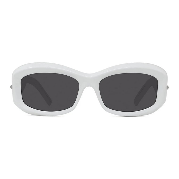 Białe okulary przeciwsłoneczne o kształcie owalnym z szarymi soczewkami Givenchy