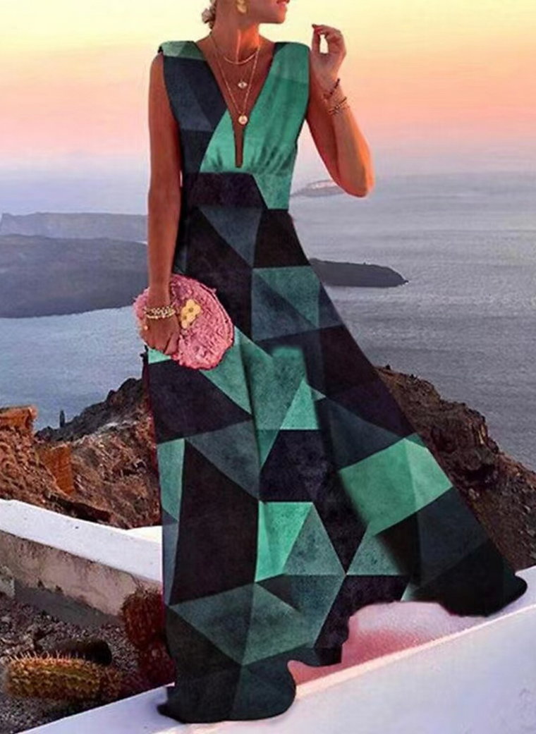 Sukienka maxi z głębokim dekoltem w kształcie litery V