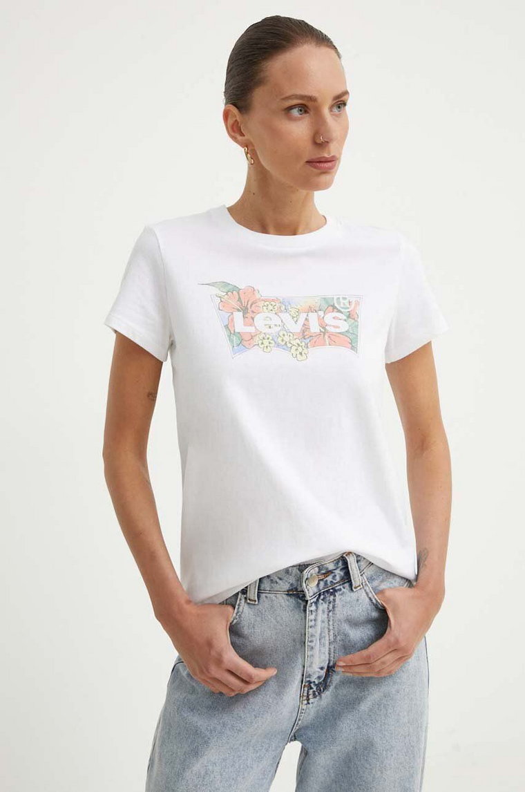 Levi's t-shirt bawełniany damski kolor biały 17369