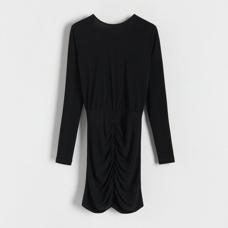Reserved - Sukienka mini z drapowaniem - czarny