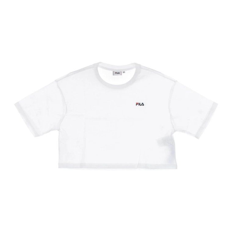 Jasny Biały Cropped Tee Krótki Rękaw Fila