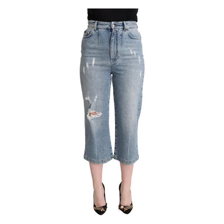 Podarte Bawełniane Spodnie Capri Cropped Jeans Dolce & Gabbana
