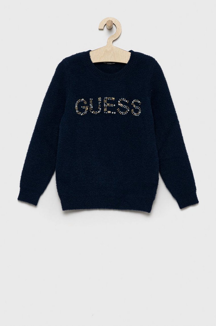 Guess sweter dziecięcy kolor granatowy lekki