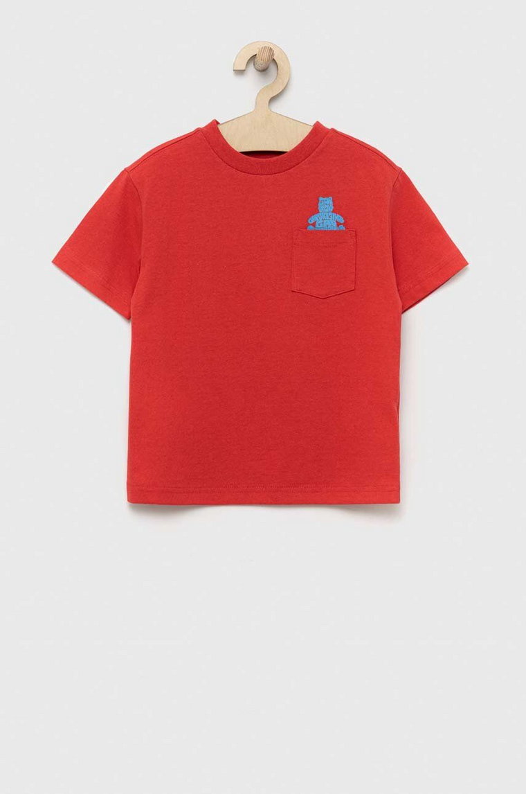 GAP t-shirt bawełniany dziecięcy kolor czerwony z nadrukiem