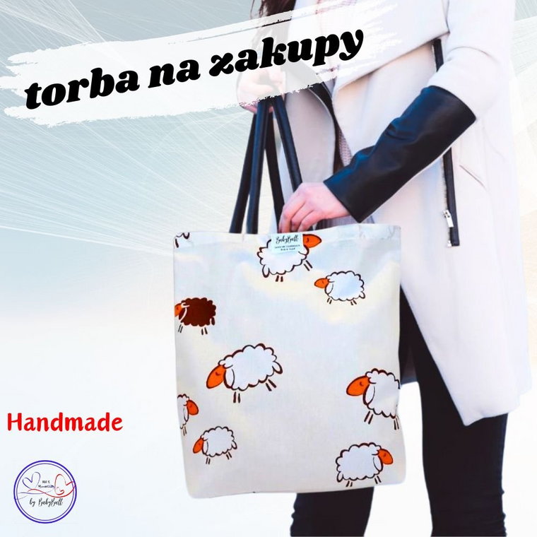 Torba siatka na zakupy bawełniana torebka kolorowa shopperka HANDMADE- OWIECZKI