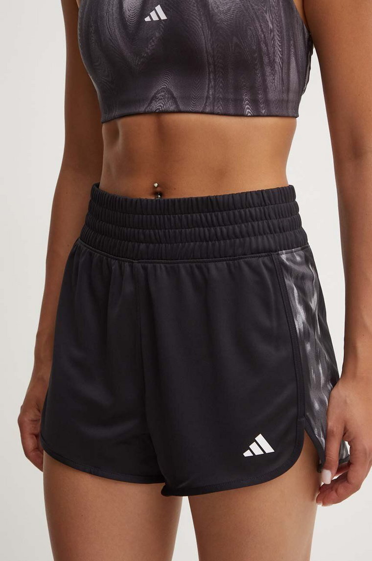 adidas Performance szorty treningowe Pacer kolor czarny wzorzyste high waist IS6738