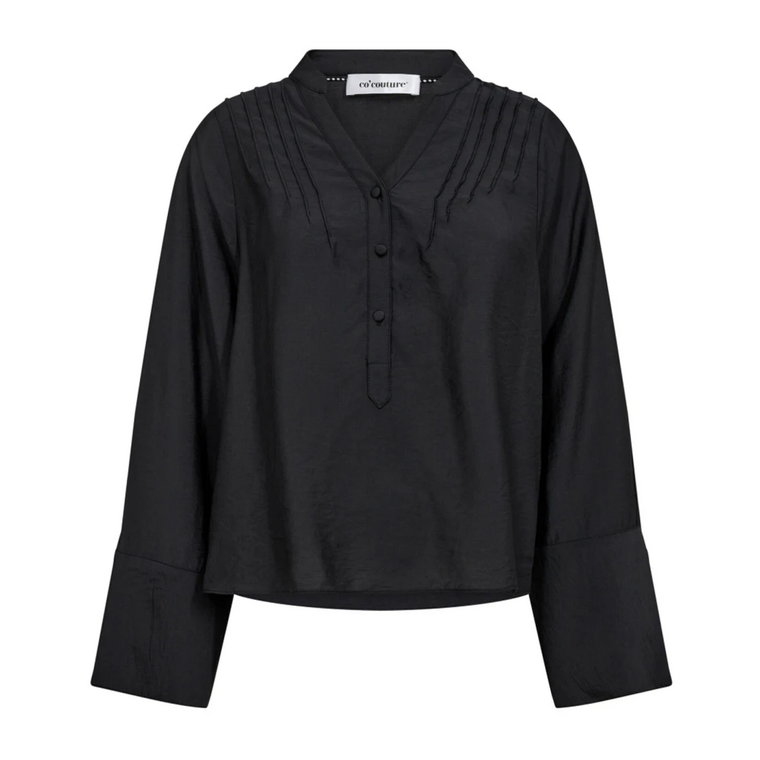 Bluzka Pintuck z Dekoltem w Szpic i Plisowanymi Szczegółami Co'Couture