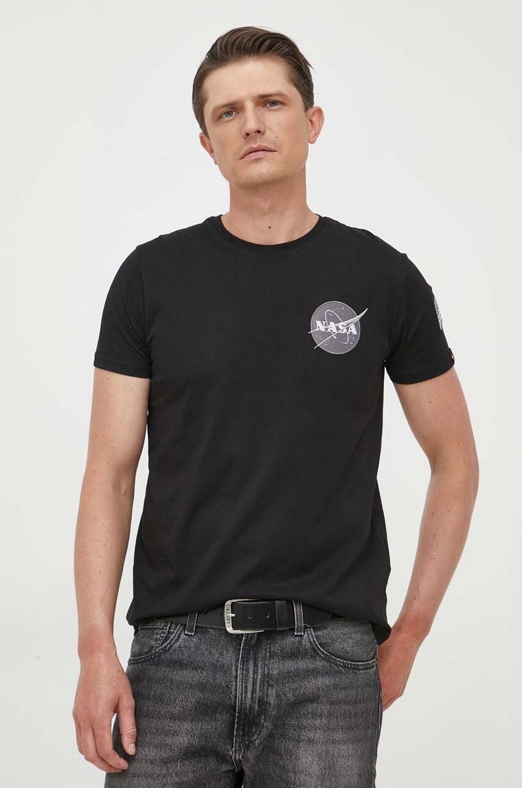Alpha Industries t-shirt bawełniany Space Shuttle T kolor czarny z nadrukiem 176507.03